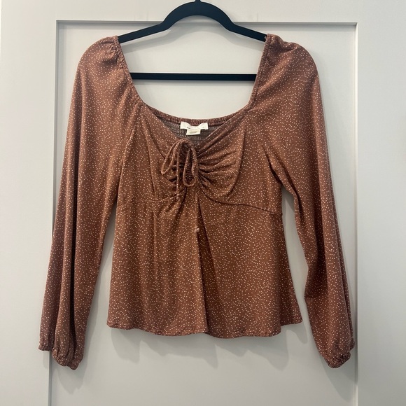 URBAN Romantics Tops - Pink long sleeve top with white polka dot details